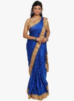 Jashn Navy Blue Embroidered Saree