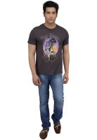 Jimi Hendrix Grey Printed Round Neck T-Shirts