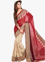 Kalista Fashions Beige Embroidered Saree
