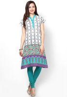 Karigari Aqua Blue Printed Kurtis