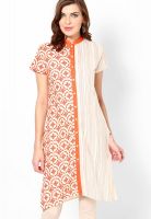 Karigari Orange Printed Kurtis