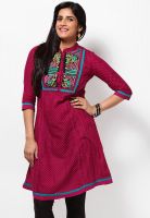 Kurti'S Magenta Embroidered Kurtis