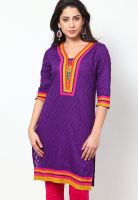 Kurti'S Purple Printed Kurtas