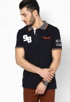 Lawman Pg3 Navy Blue Printed Polo T-Shirts