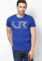 Lee Blue Printed Round Neck T-Shirts