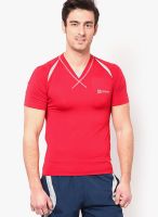 Maxxport Red Solid V Neck T-Shirts