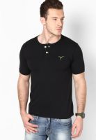 Monteil & Munero Black Solid Henley T-Shirts