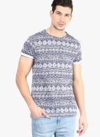 New Look Blue Printed Round Neck T-Shirts