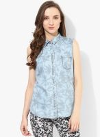 Only Light Blue Printed Shirt