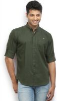 Orange Valley Men's Solid Casual Dark Green Shirt