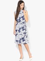 Park Avenue White Printed Shift Dress With Belt