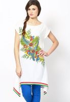 People White Printed Kurtis