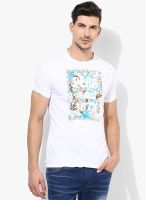 Pepe Jeans White Printed Round Neck T-Shirt