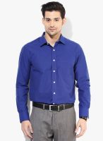 Peter England Blue Solid Regular Fit Formal Shirt