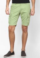 Peter England Green Solid Shorts
