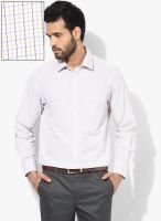 Peter England White Check Slim Fit Formal Shirt