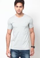 Proline Grey Solid V Neck T-Shirts