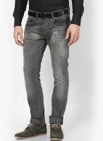RVLT Slim Fit Cotton Jeans With Stone Wash Grey