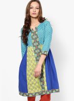 Rain & Rainbow Aqua Blue Printed Kurtas