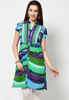 Rain & Rainbow Green Printed Kurtis