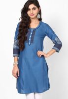 Rangriti Blue Solid Kurtas