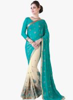 Roop Kashish Aqua Blue Embroidered Saree