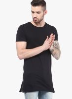 Selected Black Solid Round Neck T-Shirts