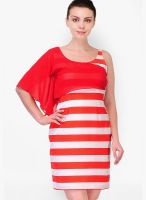 Shakumbhari Red Colored Striped Bodycon Dress