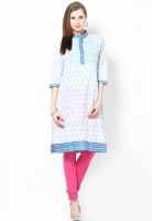 Shree White Embroidered Kurtis