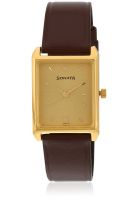 Sonata Nf7007Yl07 Brown/Golden Analog Watch