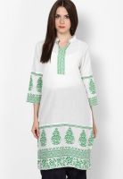 Sringam White Printed Kurtas