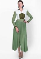 Sugar Her Khaki Colored Solid Maxi Dress