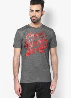 Superdry Grey Printed Round Neck T-Shirts