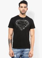 Superman Black Printed Round Neck T-Shirt