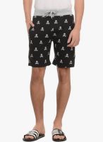 Tab91 Black Printed Shorts