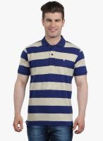 The Cotton Company Navy Blue Striped Polo T-Shirt