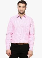 The Vanca Pink Printed Slim Fit Formal Shirt