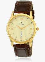 Titan 1636Yl03 Brown/Golden Analog Watch