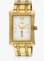 Titan 90023YM06 Golden/White Analog Watch