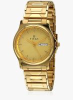 Titan Karishma Nd390Ym12 Gold/Red Analog Watch