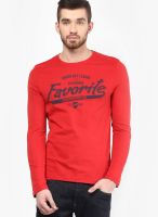 Tom Tailor Red Round Neck T-Shirt