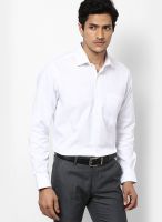 Van Heusen White Striped Regular Fit Formal Shirt