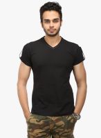 WYM Black Solid V Neck T-Shirt