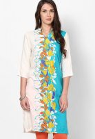 W Aqua Blue Printed Kurtis