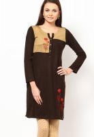 W Brown Solid Kurtis