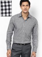 Wills Lifestyle Black Check Slim Fit Formal Shirt