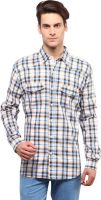 Yepme Men's Checkered Casual White, Blue Shirt