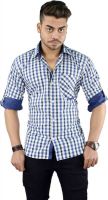 Your Desire Shirts Men's Checkered Casual White, Blue Shirt