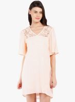 Anaphora Peach Embroidered Shift Dress