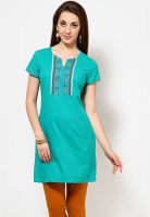 Aurelia Green Solid Kurtis